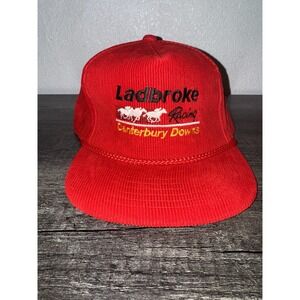 Vintage Ladbroke Racing Snapback Hat Corduroy Canterbury Downs Horse Racing